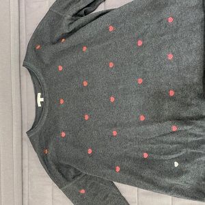 Long sleeve, Lisa Todd grey with pink hearts sweater